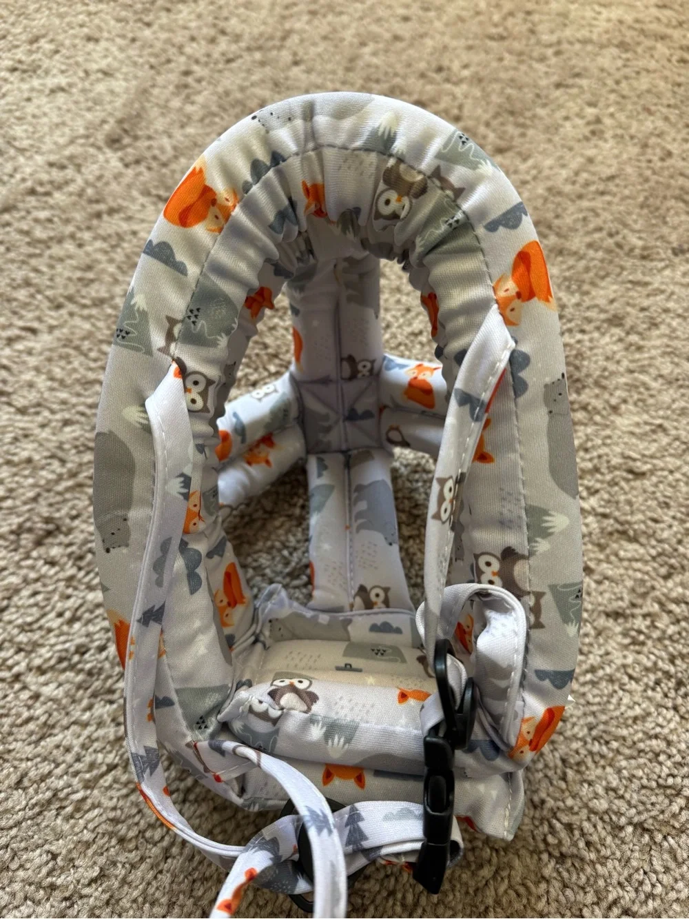 SimplyKids Baby/Toddler Adjustable Head Protection, Gray Owl Print, Chin Strap